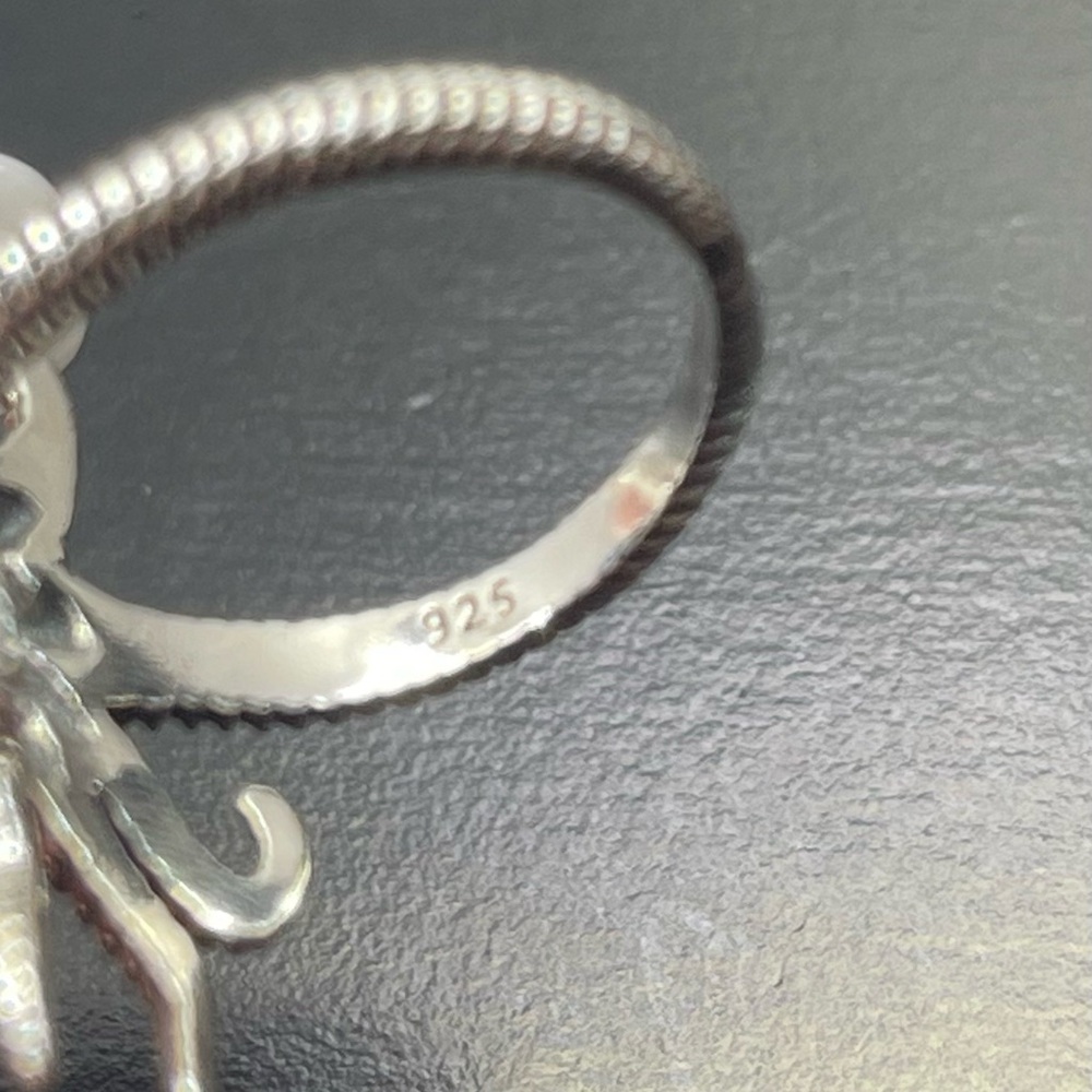 Size 9 Solid 924 Silver Steampunk Octopus Ring - image 5